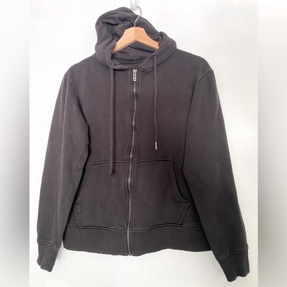 FLEECE COLLECTION LITTLE BLACK CROPPED ZIP UP HOODIE SIZE SMALL - Picture 1 of 3